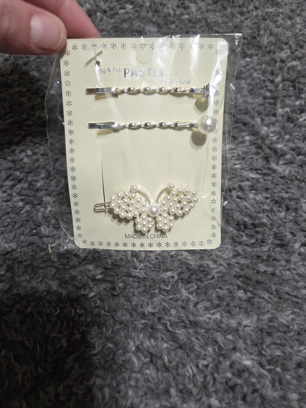 Pastels Pearl Butterfly & Twist Pin Hair Clip Set in Ivory